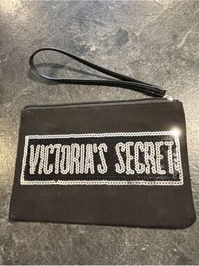 Victoria’s Secret Black With Silver Sequins - Makeup Bag Wristlet